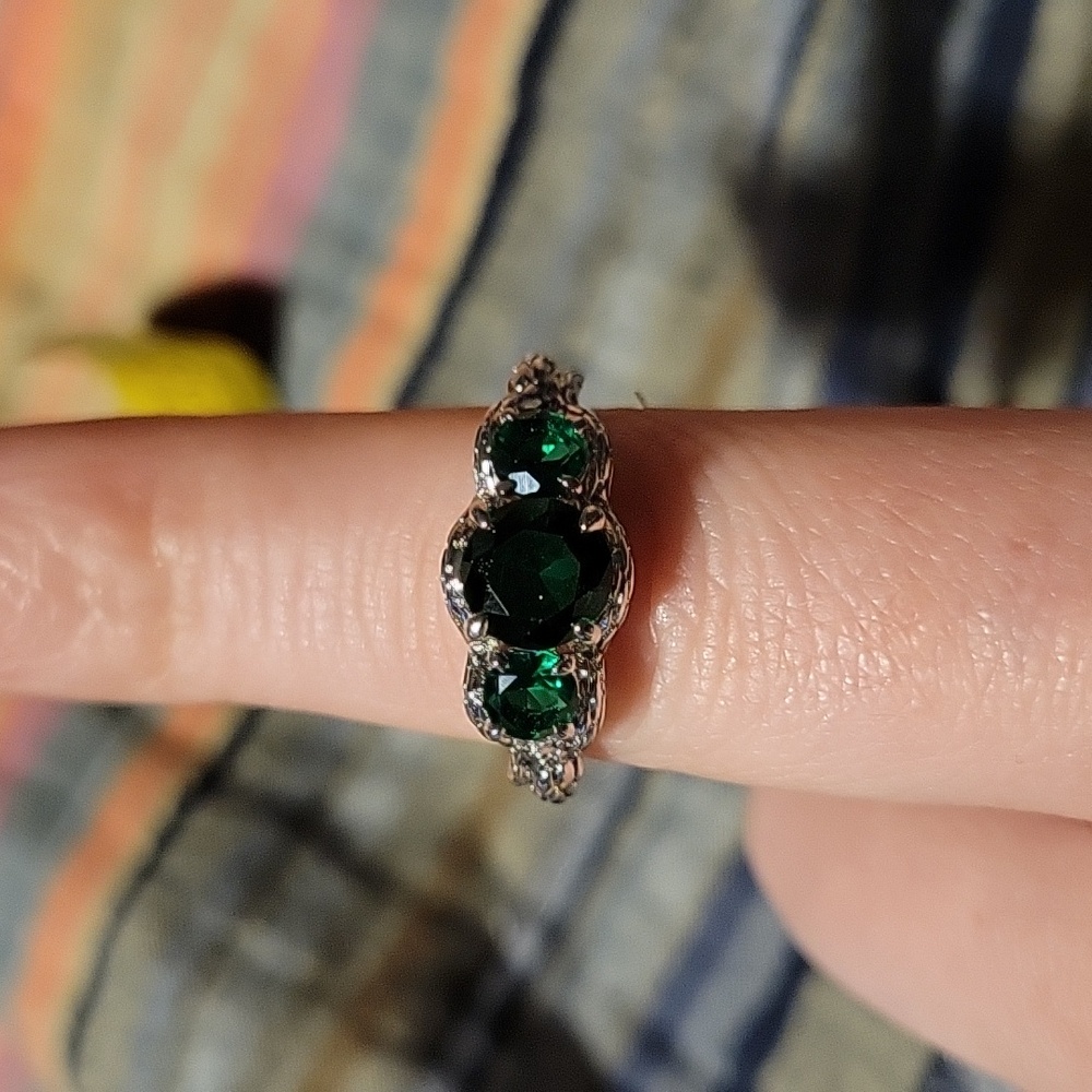Green 3 stone ring